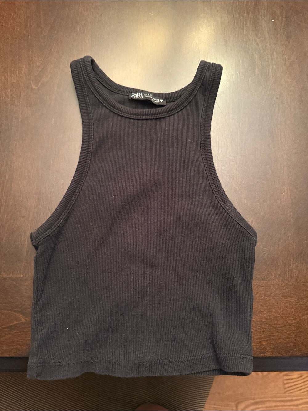 Zara Black Ribbed High-Neck Cropped Tank